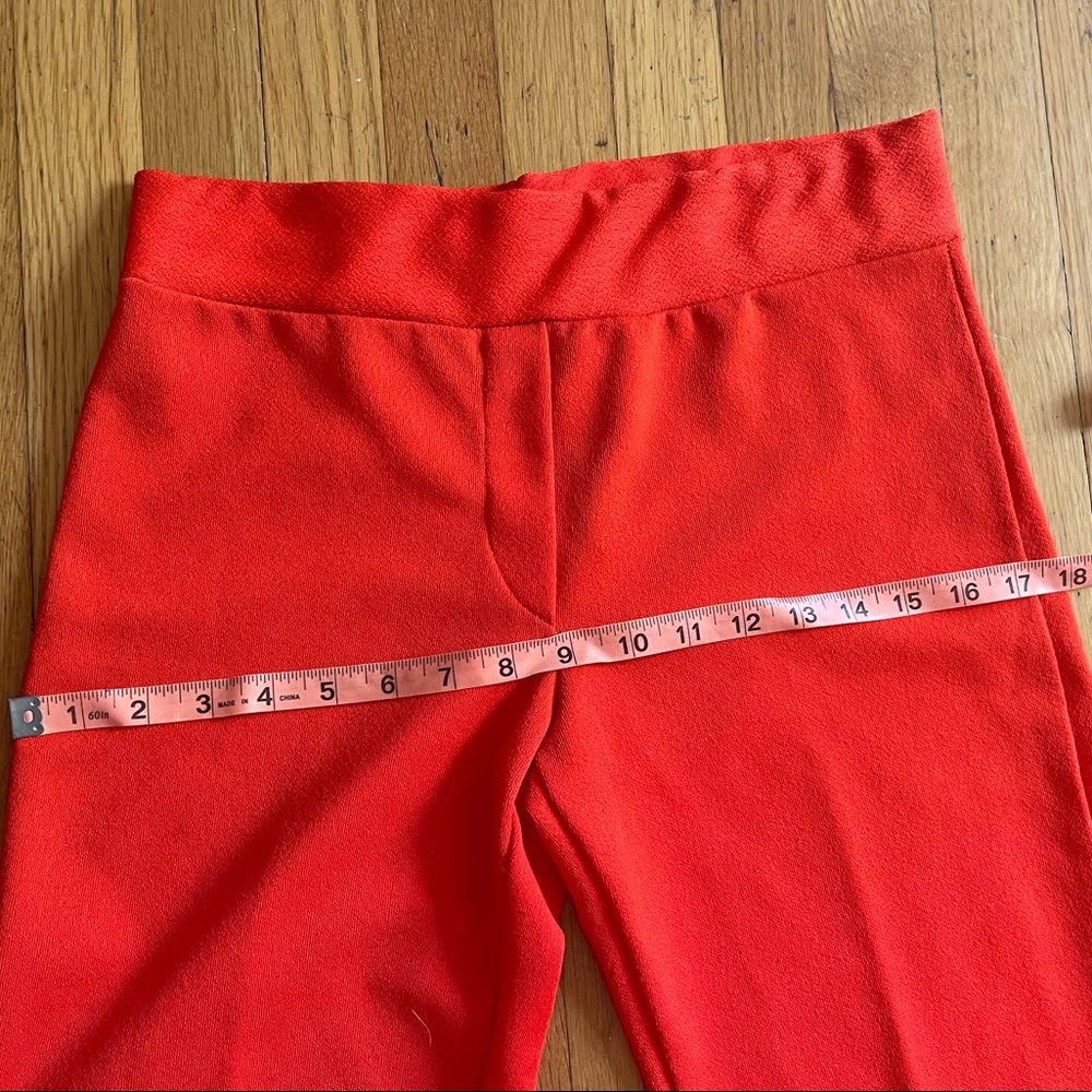 70s Vintage Double Knit Orange Kick Flares w Embroidered Palm Tree - Picture 8 of 9